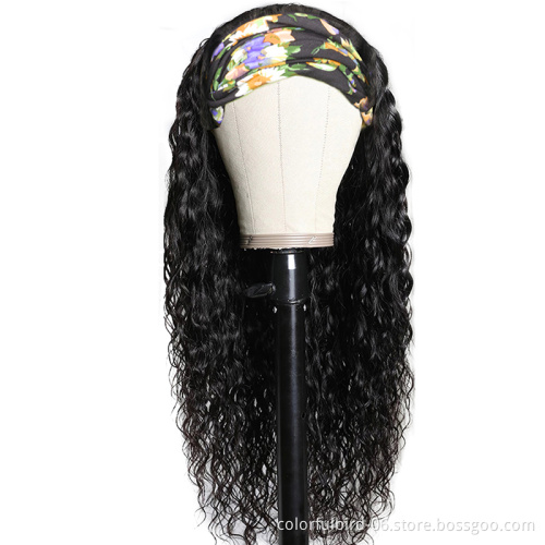 water wave Headband Wig Human Hair Wigs For Black Women natural  Ice silk Virgin Human Hair water wave Wigs